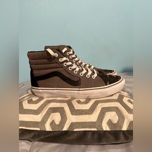 Vans Brown and Black High-Top Sneakers with Classic Design